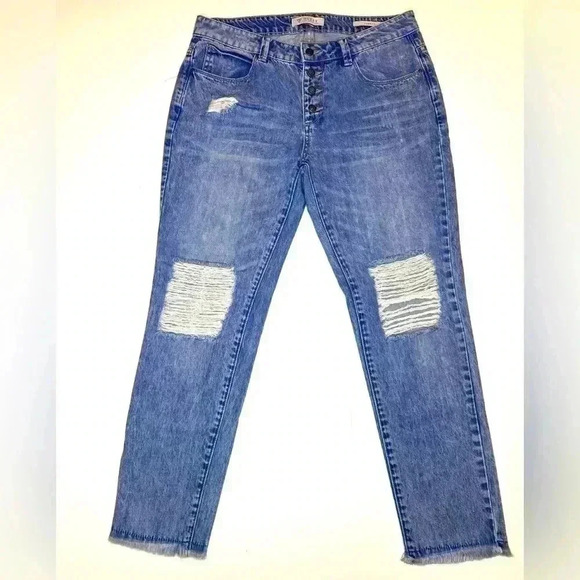 Guess Denim - Guess Womens tomboy light wash button fly frayed edge distressed jeans Size 27